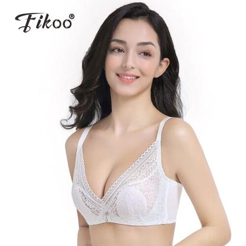 Fikoo Summer Women Sexy Mesh Lace Bra Breathable Soft Underwire Plus Size Push up Bras Underwear Lingerie Intimates B C D#Z027