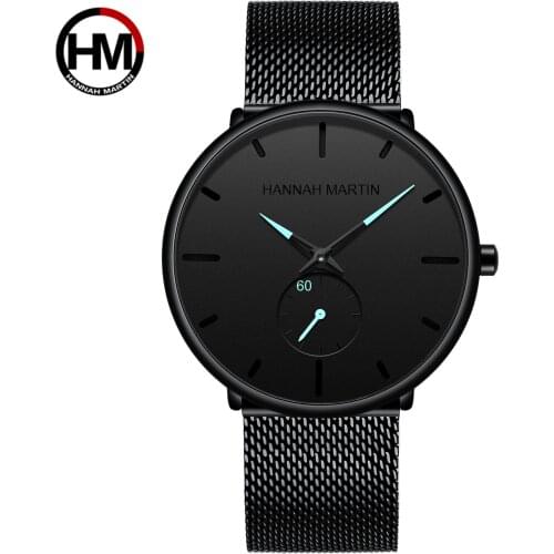 Hannah Martin HM-100G Fashion Simple Design Waterproof Stainless Steel Mesh Small Dial Men Watches Mens Quartz Wristwatches