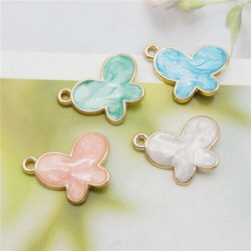 Julie Wang 16PCS Enamel Butterfly Charm Gold Tone Alloy Pendant For Women Earrings Bracelet Jewelry Making Craft DIY Accessory