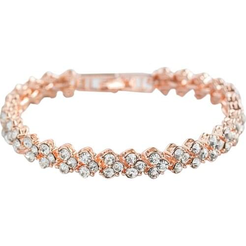 Classic Zirconia Crystal Bracelet Women Romantic Folding Buckle Chain Bracelet Best Gift For Mom Wife Girlfriend Valentines Day