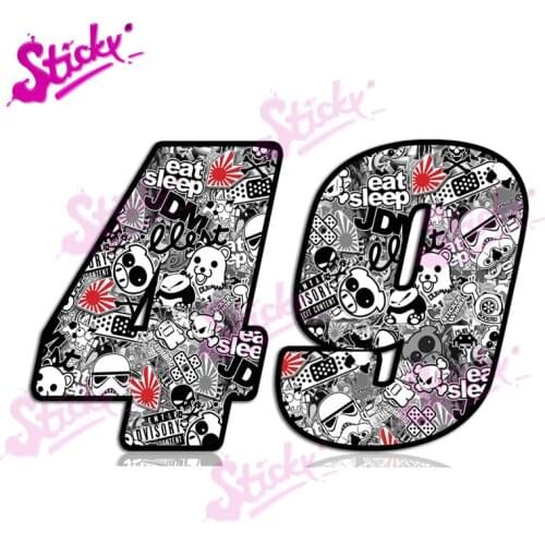 STICKY 4 9 Number Bomb Skull Vinyl Decal Sticker Car Auto Motocross Racing Laptop Trunk Skateboard PVC