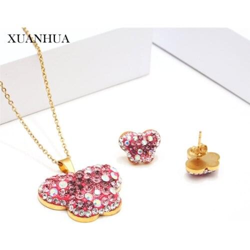 XUANHUA Stainless Steel Jewelry Sets Butterfly Necklace Earrings Set Of Earrings For Women Fashion Jewelry Women Accessories