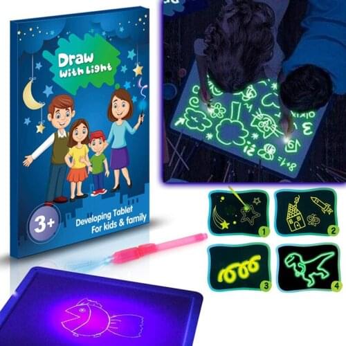 Magnetic Drawing Tablet Draw with Light-Fun Board Pad for Kids Glow LED Child Sketchpad Funny Toys Doodstage Light Drawing Fun