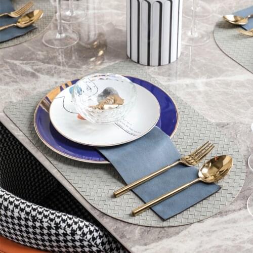 Makeup Face Pattern Porcelain Plates Restaurant Table Semicircle Rhombus Texture Pu Placemat Home Dinner Table Decor Supplies