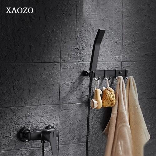Bathroom Shower Sets Black Matte blacked simple hot/cold Rain Head Bath Shower Mixer bathtub Faucet Rainfall with hooks