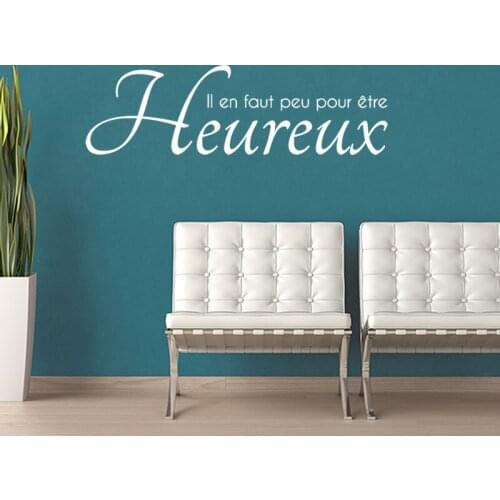 Stickers Be Happy Vinyl Wall Decal Mural Art Wallpaper Living Room Home Decor Poster French Quote House Decoration 20 cm x 66 cm