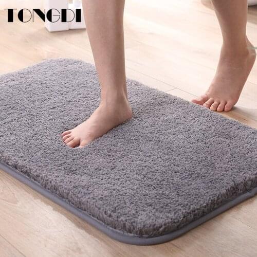 TONGDI Bathroom Carpet Mats Soft Shower Fannelette Microfiber Non-slip Rug Decoration For Home Living Kitchen Room parlour