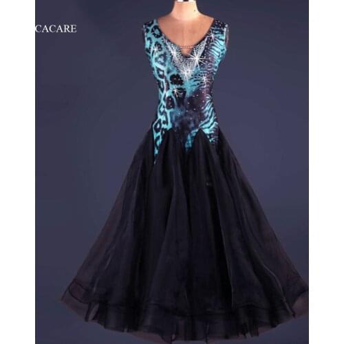 NEW Ballroom Dress Sale Standard Dance Competition Dresses Waltz Elegant Customize D0128 Big Sheer Hem Stick Rhinestones CACARE