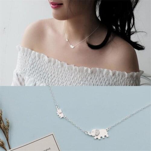 New European Style Sweet Elephant 925 Sterling Silver Jewelry Fashion Animal Crystal Clavicle Chain Necklaces H486
