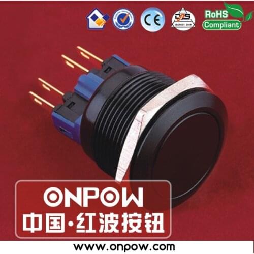 ONPOW 22mm black momentary pushbutton switch anti-vandal GQ22-11/A