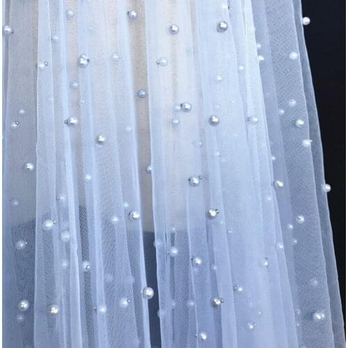 Wholesale Pearl Mesh Stages Bridal Dress Fabric DIY Veils For Wedding Dress Fabric 5 Yards/Lots