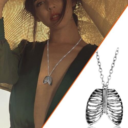 Gothic Punk Necklace Womens Neck Chain Ribs Neckalce Chians Gold Sliver Metal Pendant On The Collar Neck Jewelry Accessories