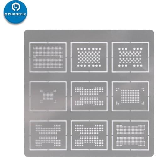 PHONEFIX 9 In 1 BGA Reballing Stencil Template BGA 136 152 272 Directly Heat Tin Net for Mobile Phone Soldering Repair Tool