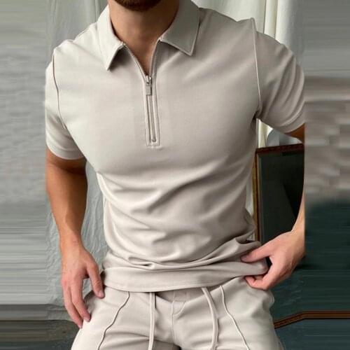 Vintage Patchwork Zipper Design Polo Shirts Men Casual 2021 Summer Short Sleeve Tops Mens Fashion Polo Shirt Harajuku Streetwear