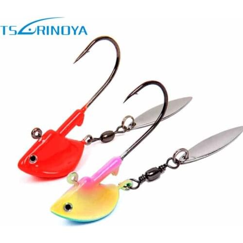 TSURIONYA Lead Head Fishing Hooks 3Pcs/7g or 2Pcs/14g Fishing Shape Barbed Hook for Soft Bait Fishing Lure Leurre Peche Pesca