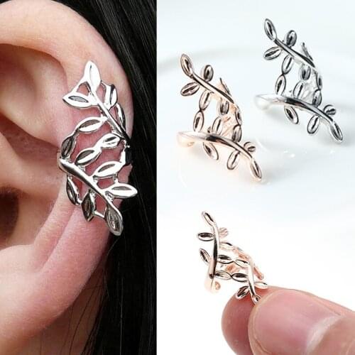 1Pcs New Fashion Leaf Clip Earrings Rose Gold/Silver Color Metal Leaves No Piercing Earcuff Jewelry Earring Women Daily Wear