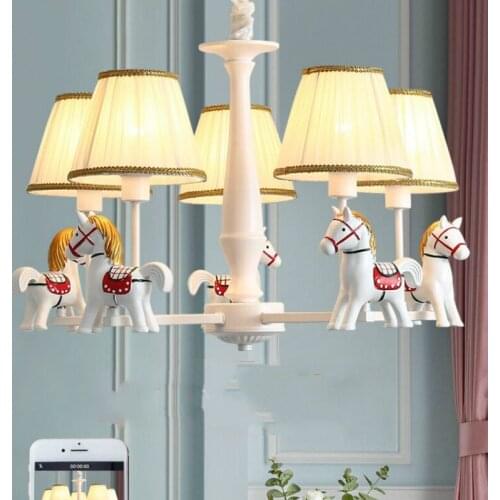 Nordic simple personality childrens room princess room boy and girl bedroom creative cartoon carousel Pendant Lights LX111002