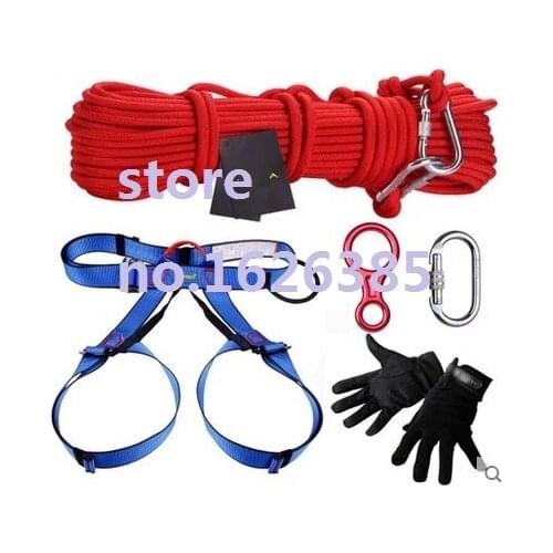 30--40M, 1400KG 10MM home life-saving tall building safety rope anti-fire built-in steel wire rope harness, full set safety