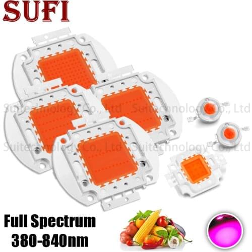 Plant Growth Full Spectrum 380-840nm High Power LED Chips 1 3 5 10 20 30 50 100 Watts LED Beads For Plant Seeding Growing