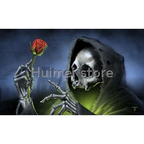 Dark gothic skull flag 3ftx5ft 100D Polyester CUSTOM skull and rose flag banner