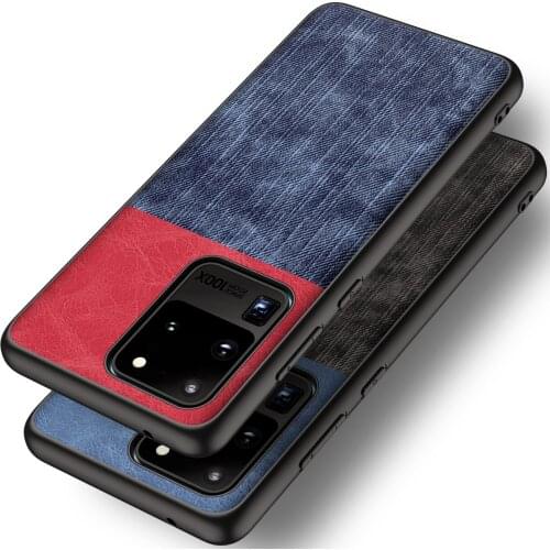For Samsung S20 Plus Ultra Shockproof Back Cover Denim Cloth Silicone Soft Edge Protect Phone Case For Samsung S20 Ultra Funda