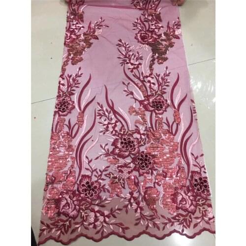 High quality YG-771 special 5 yards/pcs pretty flowers embroidered African french lace net tulle fabric with beads super quality