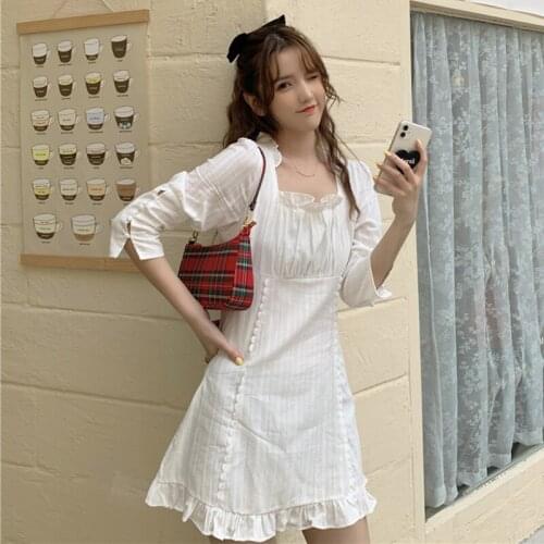 Japanese Sweet Students Waist Thin A- line Dress Female Summer fairy kei sweet lolita victorian dress gothic dresses