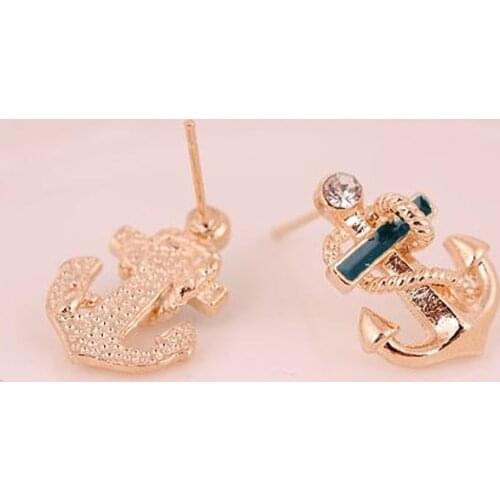 Women Girls Crystal Rhinestone Anchor Ear Studs Earrings Jewelry Gifts