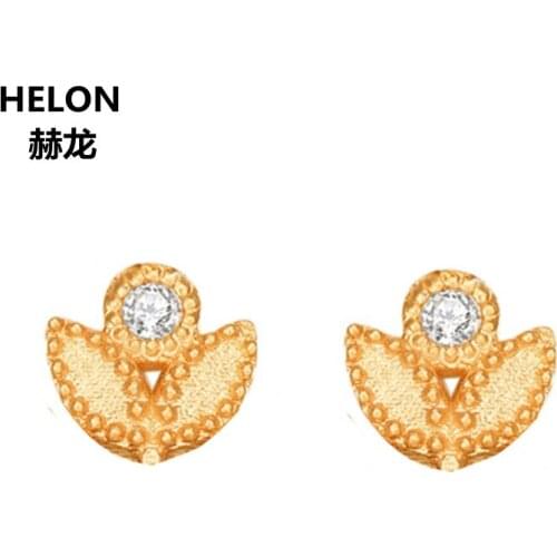 Women Natural Diamonds Earrings Solid 14k Yellow Gold Engagement Wedding Anniversary Fine Stud Earrings Gift