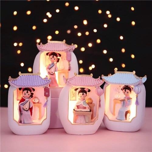 1pcs Creative Chinese Court Style Princess Gege Night Lights Lovely Girls Bedroom Table Lamp Home Living Room Desktop Decoration