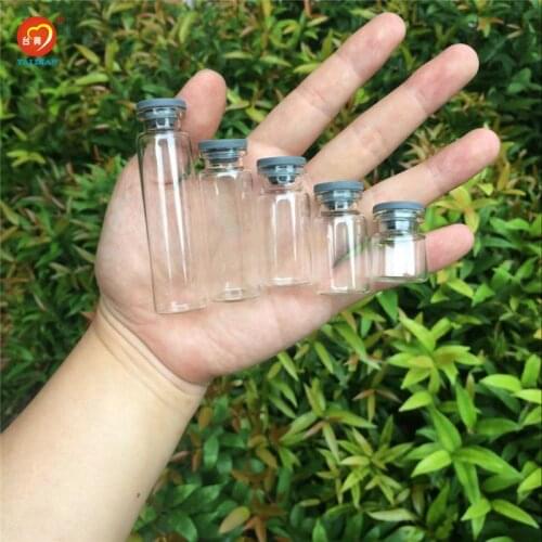 Mini Transparent Clear Glass Bottles with Rubber Cap Leakproof Jars Vials Eco-Friendly Containers Food Bottles 100pcs