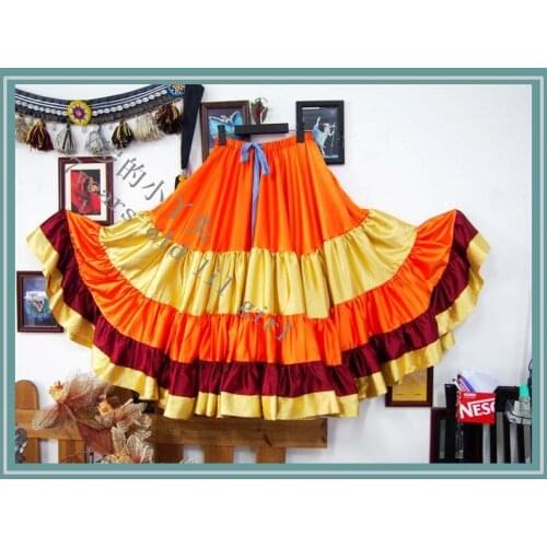 20 Yard 4 Tiered Satin Skirt Belly Dance GYPSY Rock Tribal Flamenco 9EX45
