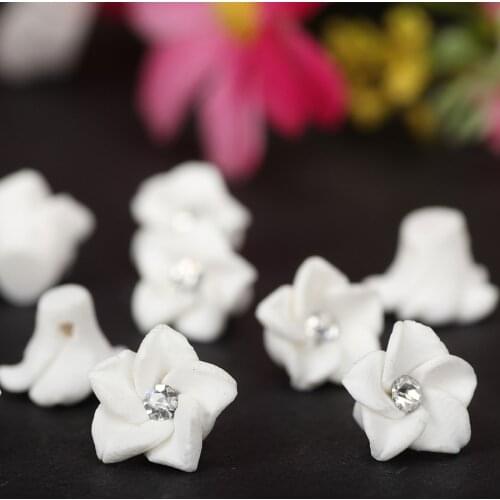 30pc/lot 10mm Polymer Clay Small White Flower Beads Making Wedding Bridal Veil Earring Nail Art Decoration Things Accessory