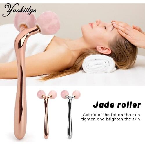 3D Jade Roller Massager Face Lifting Slimming Massage Natural Stone Y Shape Body Shaping Relaxation Wrinkle Remove Care Tool SPA