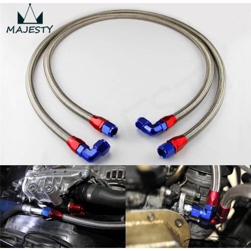 55" / 63" 10AN Steel Braided Oil Filter Hose Oil Fuel Line w/ Fittings Silver