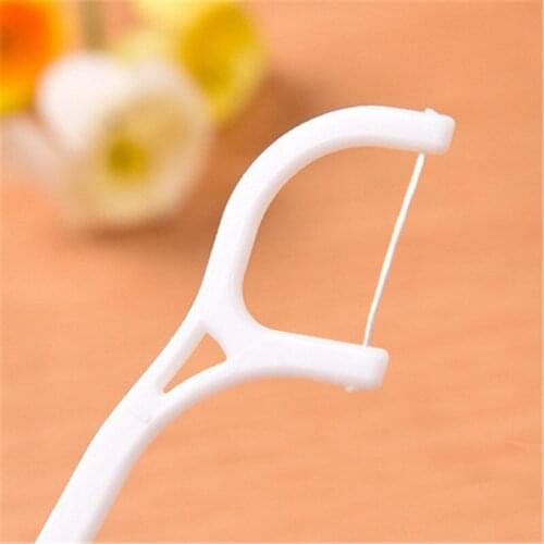 White Dental Floss Pick Tooth Cleaner Sticks Oral Hygiene Care Teeth Interdental Cleaning Flosser Toothpick Tool 7.4cm