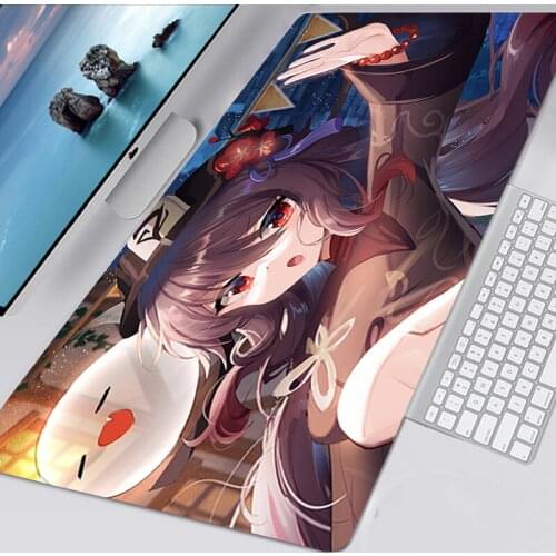 Hu Tao Genshin Impact Large Mousepad Gaming Accessories Non-slip XXL 90X30 Mouse Pad Gamer Mausepad Keyboard Pad Tapis De Souris