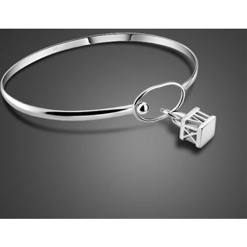 925 Sterling Silver Bracelet DIY jewelry Bracelet 925 Sterling Silver Bracelet birthday gift Rome digital block Pendant dice