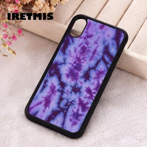 Iretmis 5 5S SE 2020 Phone Cover Case for iPhone 6 6S 7 8 Plus X Xs XR 11 12 Mini Pro Max Silicone TPU Purple Tie Dye Acid