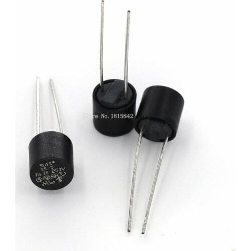 10PCS Cylindrical Fuse T6.3A 250V Slow Blow Insurance Tube Cylindrical Plastic fuse 6.3A LCD TV Power Board Commonly Used 382