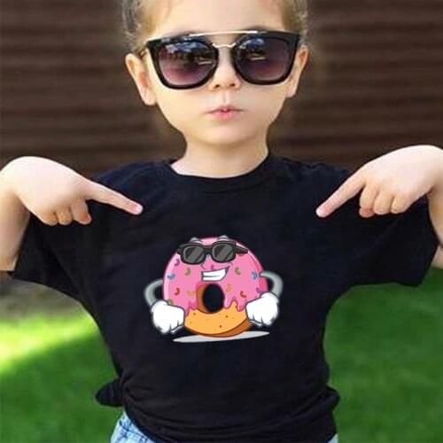 Kids Cute Cartoon Donuts Print T Shirts Boys Girls Party Tshirt Children Cartoon Top Tees Childrens Summer Casual Tops 2020