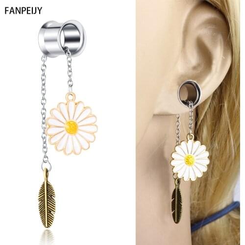 Fanpeijy 16G Stainless Steel Stud Barbell Earrings Fake Cheater Illusion Plug Gauge 0G Look Tapers Cheater Faux Fake Ear Plugs