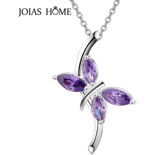 JoiasHome Trendy Silver 925 Jewelry Necklace With 15*23mm Amethyst Gemstones Pendant For Women Wedding Party Gifts Wholesale