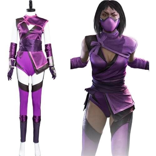 Mortal Game Kombat Mileena Cosplay Costume Sexy Purple Uniform for Women Halloween Carnival Suit