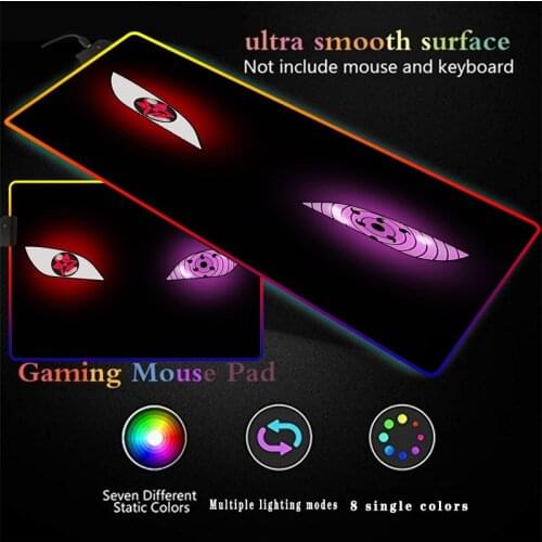 Anime Eyes LED Light Gaming Mouse Pad RGB Super Soft Large Keyboard Cover Rubber Base Computer Carpet Desk Mat PC Game MousePad