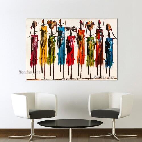 Best wall art Modern Home Decor Modular Pictures handpainted Figure Painting Africans Abstract Canvas Oil Painting Living Room