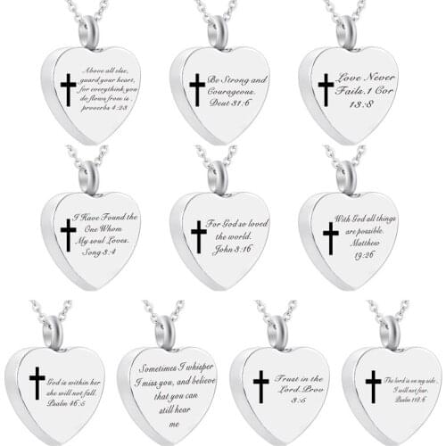 New Bible ashes necklace Three-dimensional peach heart necklace Titanium steel glossy perfume bottle pendant