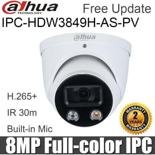 Original Dahua 8MP IP Camera IPC-HDW3849H-AS-PV 4K Full-color Active Deterrence Fixed-focal Eyeball WizSense Network Camera