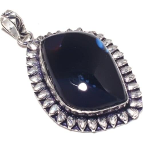 Genuine Botswana Agate Pendant Silver Overlay over Copper , Hand made Women Jewelry gift