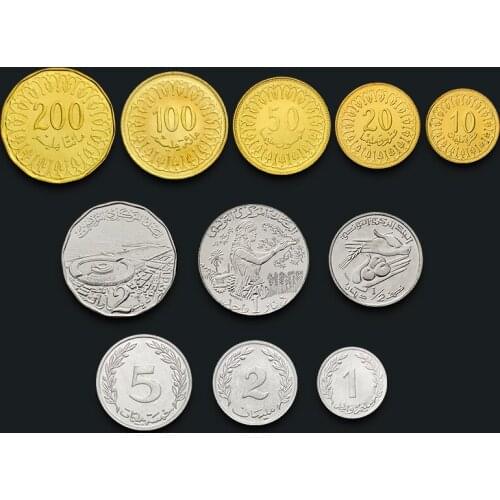 Tunisia full Set 11 Pieces Coins New Original Coin Unc 100% Real Africa Issuing Coins